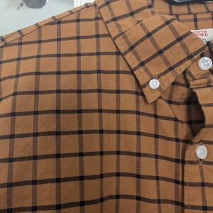 J. Crew Men's Brown and Black Checkered Shirt